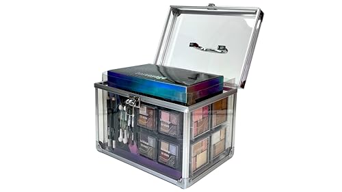 bonvoyage, Colour Delights Makeup Set, 45-teiliges Schminkset mit Lippenstift, Lidschatten, Rouge, Maniküre- und Pediküreset und Mehr, Modischer, Transparenter Koffer – Bild 4
