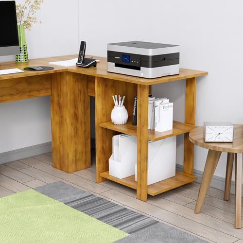 Image of Bniture Wooden Study Table for Home | Engineered Wood Study Table with Shelf Storage | L Shape Multi Purpose Computer Desk for Writing & Study | Laptop Table for Study Room & Office | Giant Wood