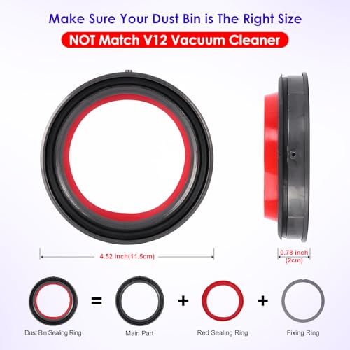 Image of Dust Bin Top Fixed Sealing Ring Replacement Part Compatible with Dyson Cyclone V10 SV12 Vacuum Cleaner, Dust Bucket Dirt Cup Bin Parts Replacement Accessories