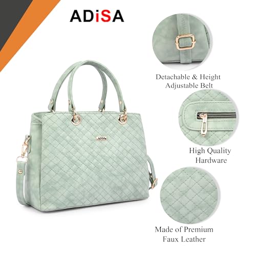 Image of ADISA quilted handbag shoulder bag for women and girls with detachable sling belt (AD4077)