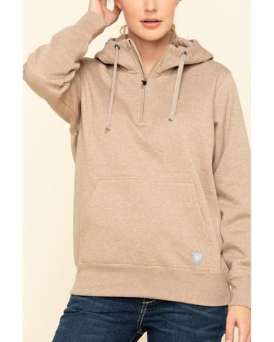 Image of ARIAT Women's Dark Oatmeal Heather Rebar Skill Set Zip Hoodie Oatmeal XX-Large