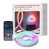 SwitchBot RGBIC Neon Rope Lights with Alexa, Matter-Certified Wire Rope Light, DIY Flexible Steel Core, Neon Lights for Wall & Bedroom, Works w Apple Home/Siri/Google, Music Sync, 16M Colors, 6.56ft