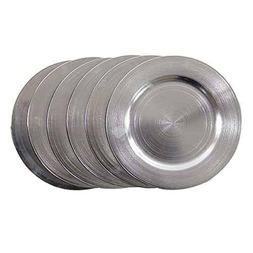 Welmatch Metallic Silver Charger Plates Rings - 12 Pcs 13 Inch Plasic Round Wedding Party Decroation Charger Plates (Metallic Silver, 12) #TOP3
