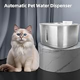 Cat Water Fountain, 3.2L Stainless Steel, Dishwasher Safe, Rechargeable Battery Operated, with 7 Filters, for Dogs and Multiple Pets - Image 2