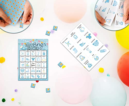 Oudiea 24 Blue Baby Shower Bingo Cards (5"X7") | Party Games With 24 Players | Party Games For Adults Kids Toddlers | School Classroom Party Activity - Babylan04 #TOP1