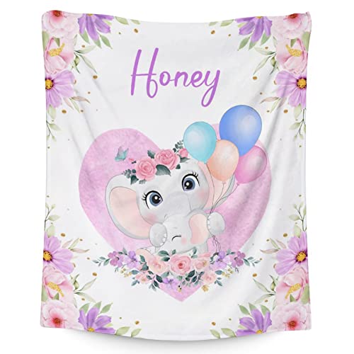 Elephant Blanket Gifts - 50"x60" Cute Throw for Women Girls - Purple Soft Fuzzy Blankets for Bed, Couch & Living Room