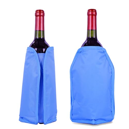 Wine Cooler Sleeve Wine Bottle Chiller Sleeve Long Lasting Reusable Freezer Gel Sleeve | Chill Prosecco Champagne a Set of 2 (Blue)