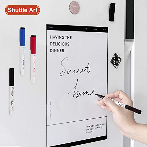 Image of Shuttle Art Dry Erase Markers, 15 Pack 3 Colors Magnetic Whiteboard Markers with Erase, Fine Point Dry Erase Markers for Writing on Whiteboard Glass Mirror for School Home Office(11 Black 2Blue 2Red)