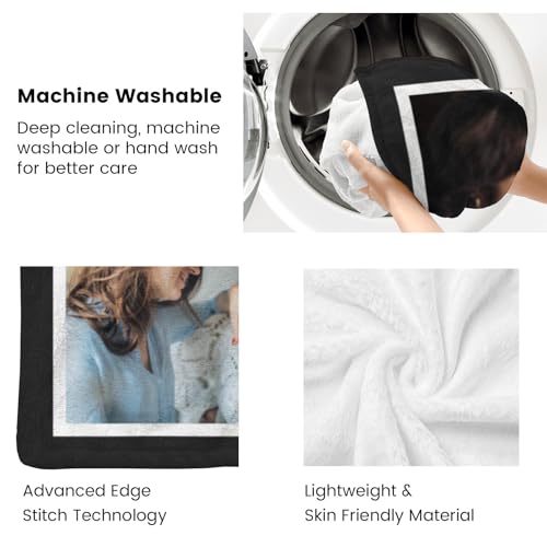 inkArts Custom Mom Blanket with 5 Photos Personalized Blanket with Pictures Customized Throw Gifts for Mom Grandma Photo Throw Blanket for Birthday Mother's Day, 15 Colors Available