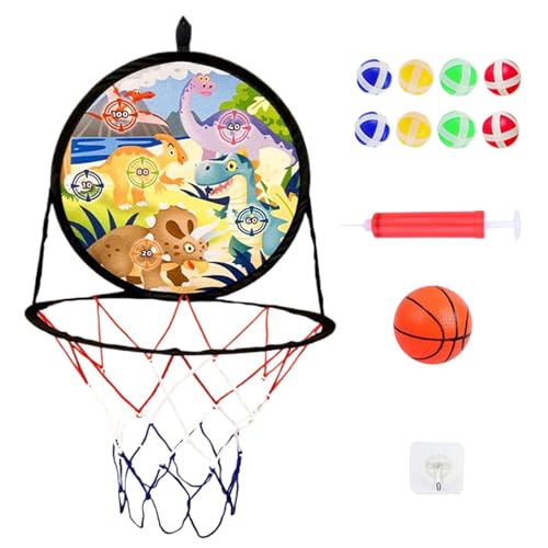Canasta de Baloncesto y Diana de Dardos - 64cm Material ABS Montaje con Gancho Seguro | Juego Interactivo Deportivo, Juguete de Cumpleaños para Niños | Bombonera para Fiestas