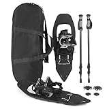 Goplus 21"/25"/30" Snowshoes for Men and Women, Lightweight Aluminum Alloy All Terrain Snow Shoes with Adjustable Ratchet Bindings with Carrying Tote Bag (Black-B,25 inch)