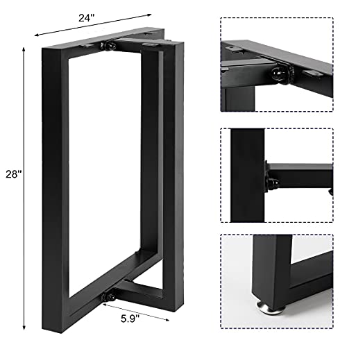 Image of HOMEKAYT Metal T-Shape Desk Legs 28 inchx 24 inch Heavy Duty, 2 Pcs - Black