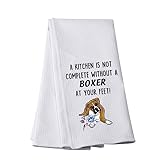 PWHAOO Boxer Kitchen Towel A Kitchen is Not Complete Without A Boxer Kitchen Towel Dog Lover Gift DogThemed Towel Gift (Without A B-OXER T)