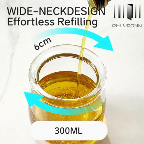 Image of 300ml Glass Oil Dispenser Bottle for Kitchen with Retractable Handle, Leakproof Glass Jar, Kitchen Basting Brush for Cooking, Baking, BBQ. (White)