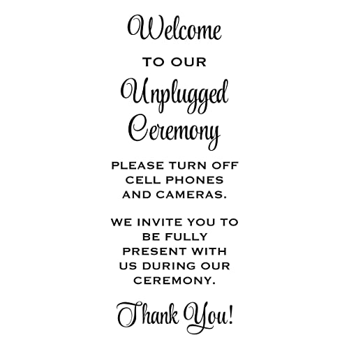 Unplugged Wedding Ceremony Decal, No Cell Phone Use Vinyl Sticker,