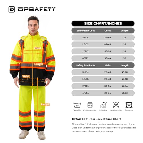 Image of Hi Vis Safety rain Jacket,Reflective Class 3 Rain coat with Inner Mesh Lining and Pockets High Visibility Waterproof work Rain Suits for men&women(Yellow,4XL /5XL)
