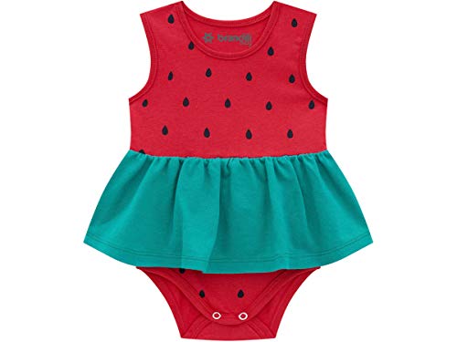 Vestido Body Para Bebê Brandili Verão Vermelho Melancia Menina P-M-G (M)