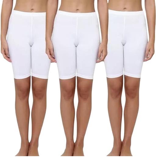 Fancy Cotton Cycling Shorts Elastic Waist Soft Stretch Breathable Under Dress Comfort Pack of 3 Daily Use Shorts-image-34