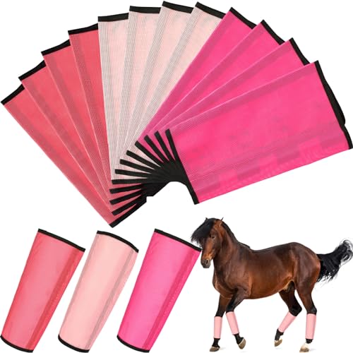 Image of Set of 12 Mesh Fly Boots for Horse Breathable Mesh Horse Boots Protective Horse Leg Loose Wraps Horse Leggings for Preventing Flies and Mosquitoes Bites