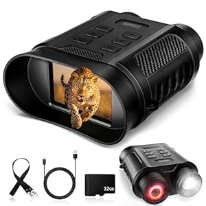 GUANIEE Night Vision Goggles, Night Vision Binoculars with Built-in Flashlight 1080P Infrared Digital 8X Digital Zoom