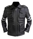Resident Evil Superhero Movie - Black Biker Real Leather Motorcycle Jacket For Men - Gamer Classic...
