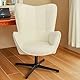 39F FURNITURE DREAM Scandinavian Swivel and Height-Adjustable Office Chair with Tilting Function, Fabric, White, 70x80x100CM