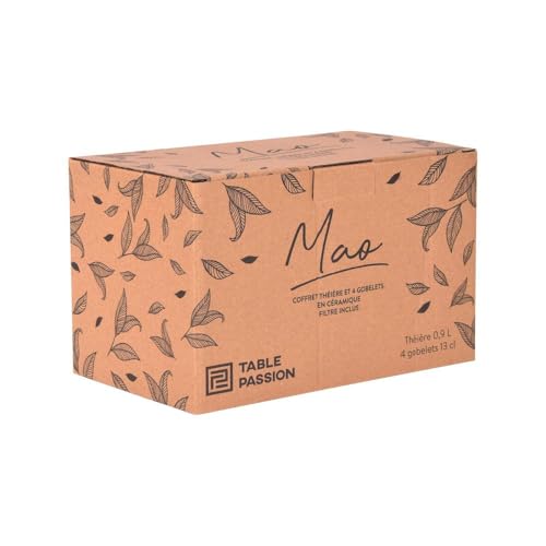 Théière Mao gris 0,9L Table Passion avec 4 gobelets assortis - 3