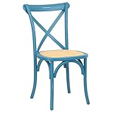 totò piccinni sedia in legno design cross, seduta intreccio rattan (azzurro antico, 1)