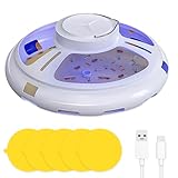 Aoreun Flohfalle für Wohnung Elektrisch, Klebrige Flohfalle Kuppelflohfalle mit 5 Klebescheiben LED Flohlichtfalle, Insektenfalle,USB Elektrische Klebrige Flohvernichter mit warmem und violettem Licht