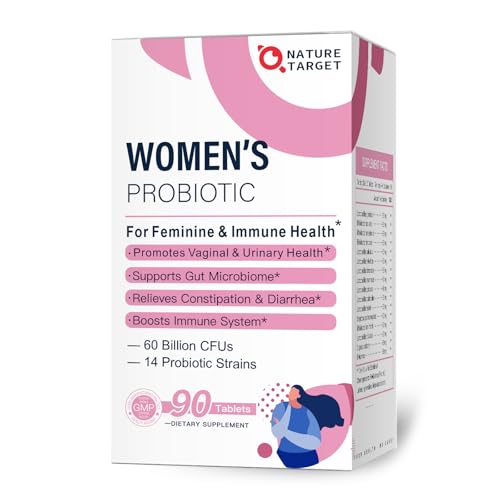 NATURE TARGET Vaginal Womens Probiotics, 100 Billion CFUs Probiotics & Prebiotics with Digestive Enzymes, Cranberry & D-Mannose - Supports pH Balance, Odor & Urinary Tract Health - 90 Capsules