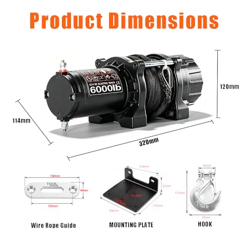 Winch Eléctrico 6000 lbs con Cuerda Sintética y Control Dual miniatura 5