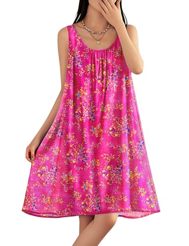 Image of YESNO Summer Dresses for Women Casual Boho Floral Sundresses Sleeveless Scoop Neck Beach Tank Dresses EVS