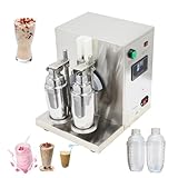 INTBUYING Automatic Milk Tea Shaking Machine 120W Electric Bubble Boba Shaker with Double Stations, 2x750ml Stainless Steel Cups & 2x700ml Plastic Cups, Milk Shake Mixer Machine for Beverages Coffee