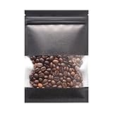 Bolsas planas Bolsas planas con cierre hermético, gruesas y artesanales, for alimentos, café, galletas, té, papel kraft ventana transparente(Black,9x13cm (3.5x5in),100pcs)