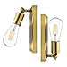 2Pezzi Lampada da Parete E27 Vintage Orientabile,Applique Parete Industriale Retrò Interni in Metallo,Lampada da Parete Oscillante con Braccio Dorato Regolabile a 180° per Casa,Bar,Ristoranti,Oro