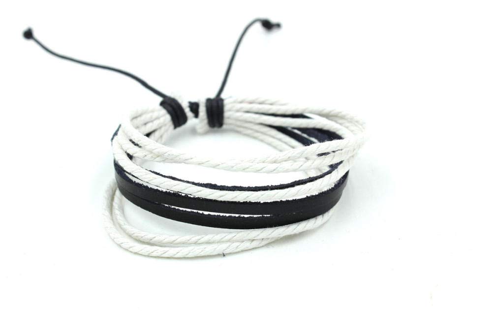 Pulsera de Cuero para Mujeres, Pulsera de Cuero Retro de múltiples Parejas de algodón Tejido de algodón Multicapa con Correa para Mano de Mano y Mujer Pulsera de Personalidad Accesorios de Ropa