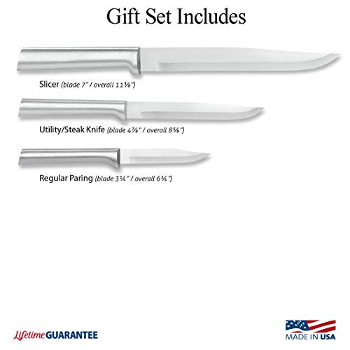 Rada Cutlery Housewarming Knife Gift Set – 3 Piece Stainless Steel Knives With Brushed Aluminum Handles Made In The Usa #TOP1