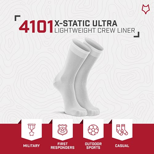 Foxriver X-Static Ultra-Lightweight Liner Crew Socks, Silver, Medium (4101 Md 07060) #TOP4