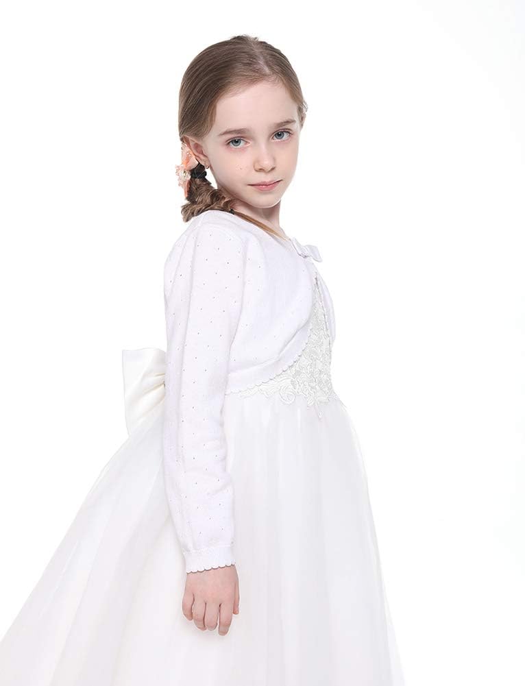 BOBOYOYO Long Sleeve Girls Shrug Knit Girls Cardigan Childrens Bolero Dress Sweater Toddler Shawl Cover Up for 3-12Y - Image 4
