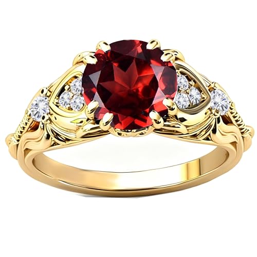 Image of Gemstone Vintage Rings for Women s925 Sterling Silver Round Cut 1.0 Carat Gemstone with Moissanite Promise Engagement Anniversary Ring for Her