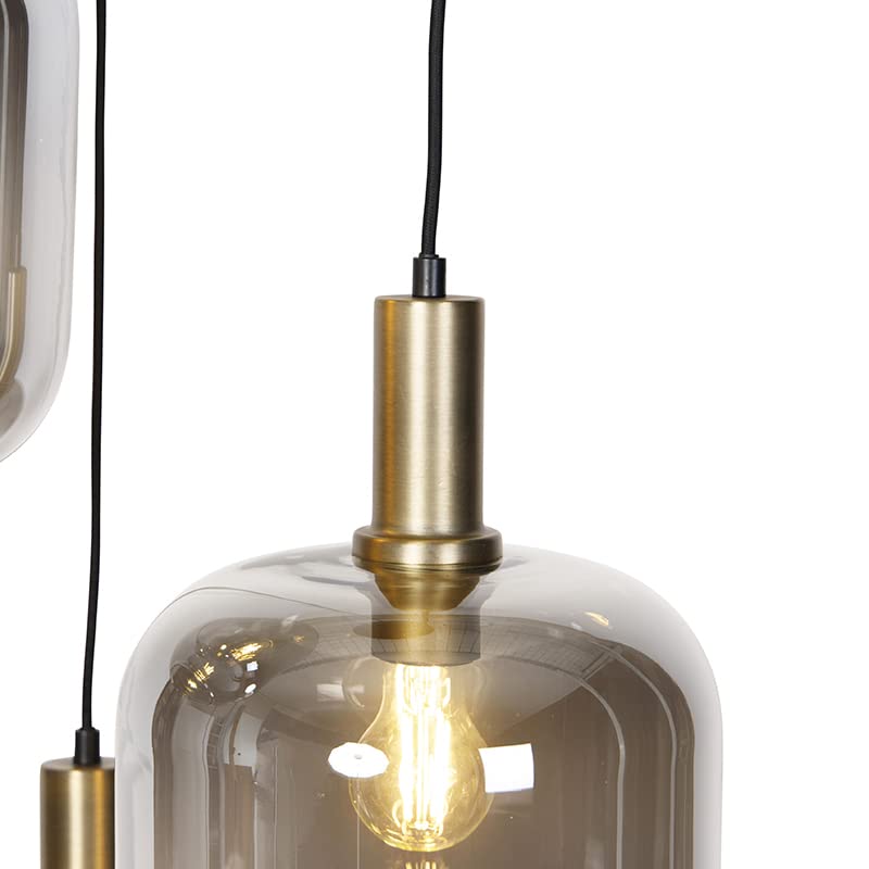 QAZQA - Design tafellamp zwart met smoke glas - Bliss | Woonkamer | Slaapkamer | Keuken - Glas Rond - E27 Geschikt voor LED - Max. 1 x 40 Watt