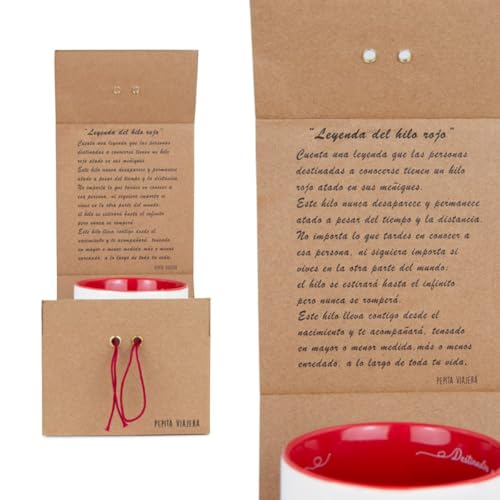 Miniatura 5 de Pepita Viajera Taza Cerámica Té, Diseño Leyenda Hilo Rojo, Regalos Originales Para Aniversarios, Detalles Especiales Entre Parejas, Amistades, Capacidad 380 Ml, Apto Microondas Y Lavavajillas