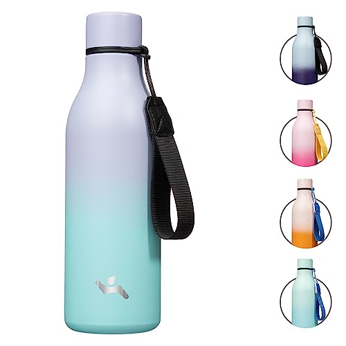 Image of Konokyo Insulated Water Bottle with Strap,18 oz Double Wall Stainless Steel Vacuum Bottles Metal Water Flask,Lavender Green