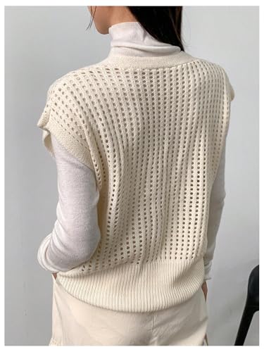 Image of Milumia Women's Cap Sleeve V Neck Button Down Sweaters Hollow Out Knit Cardigans Apricot Small