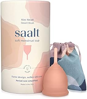 Saalt Soft Menstrual Cup - Super Soft and Flexible - Best Sensitive Cup - Wear for 12 Hours - Made in USA (Desert Blush, Small)