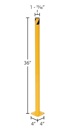 Miniatura 4 de Vestil BOL-36-2 Bolardo amarillo de la seguridad del tubo de la capa del polvo, acero, 1-34" OD, 36" altura