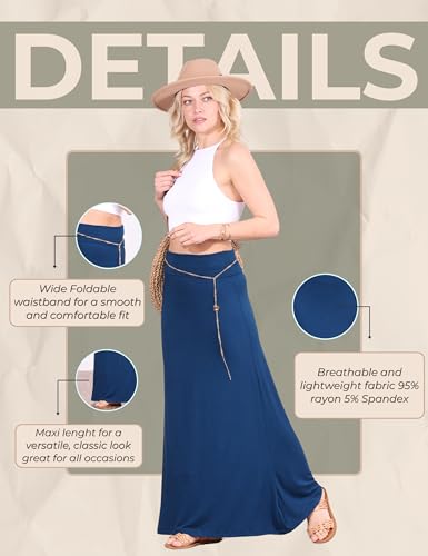 Image of Popana Long Maxi Skirt for Women, Flowy Long Skirts for Women | High Waisted Soft Trendy Rayon, Sundress Convertible Skirt, Long Length Bodycon Maxi Skirt, Petite and Plus Size