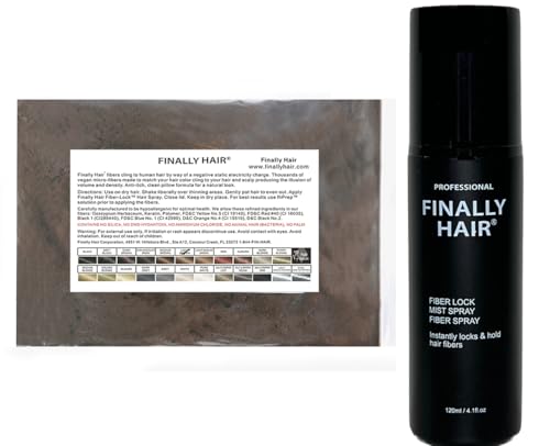 Finally Hair Fiber &amp; Strong Hold Spray Combo (Light Brown, 50g Refill)