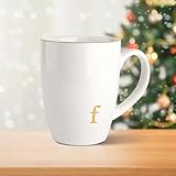 HOME SMILE Initial Coffee Cups for Women Friends Mom Daughter,Monogram Ceramic Mugs with Personalized f,Elegant Alphabet Tea Mugs,Cups for Office and Home,12 oz