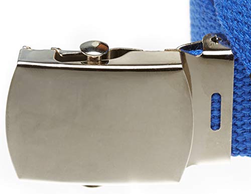 Jackster military-style web belt – 54" adjustable cotton canvas with silver buckle – made in USA – fits up to 50" waist2